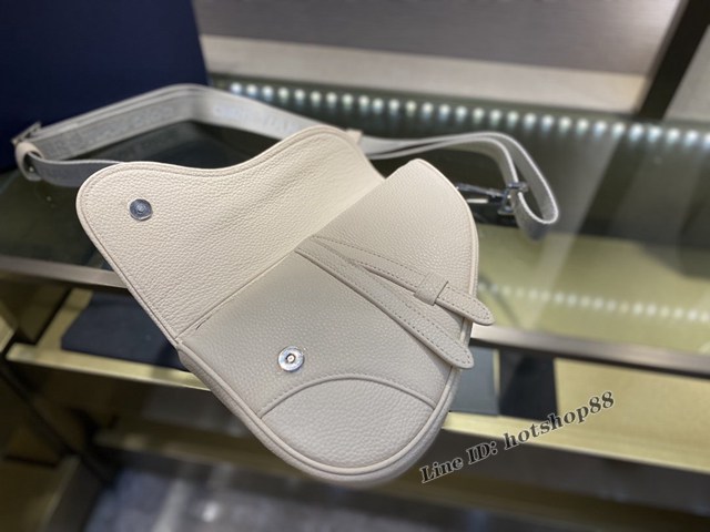Dior專櫃2022新款男包CD馬鞍包 迪奧Saddle Bag老花藍馬鞍包 0191奶油白 fkd1105